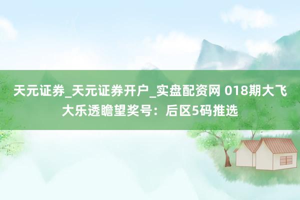 天元证券_天元证券开户_实盘配资网 018期大飞大乐透瞻望奖号：后区5码推选